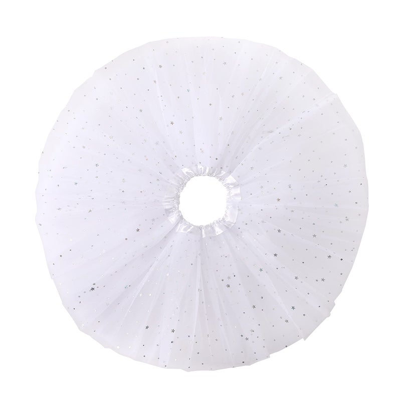 JastoreÂ® Girls Layered Stars Sequins Tutu Skirt Princess Ballet Dance Dress (White) - Image 2